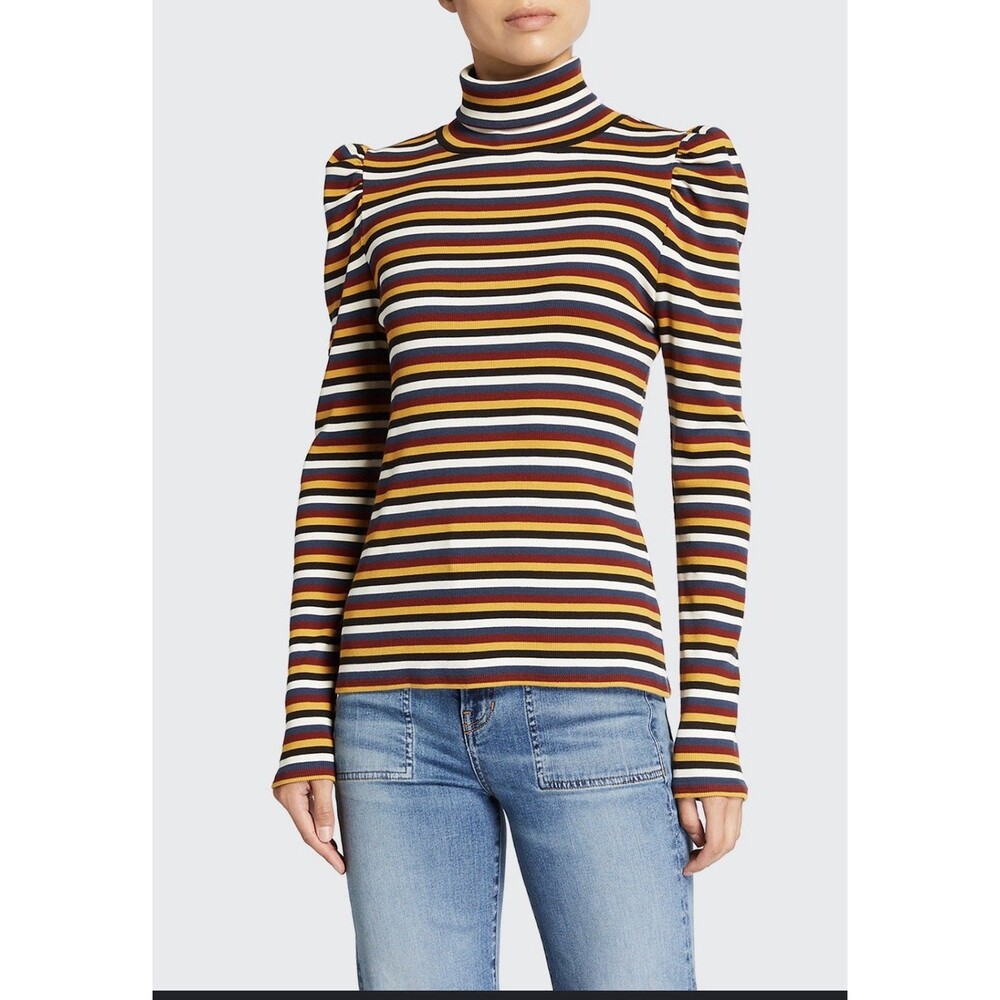 Veronica Beard Size Large Cedar Striped Turtleneck Tee